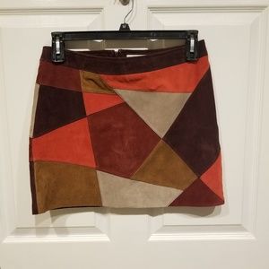 Patchwork Suede Miniskirt